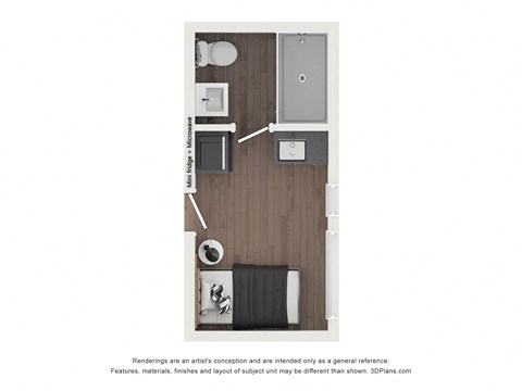 Floor plan for studio, 179 sqft